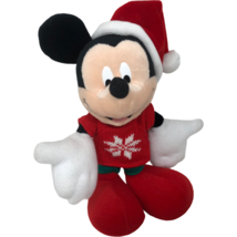 VTG Disney Christmas Mickey Mouse Santa Hat Christmas Sweater 10&quot; Plush  - £27.24 GBP