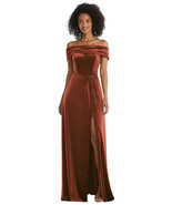 Draped Cuff Off-the-Shoulder Velvet Maxi Dress..1554..Auburn Moon..Size ... - £60.93 GBP