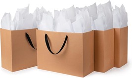 Set of 4 Large Gift Bags with White Gift Paper 16x6x12 Inches | Oak North Kraft - £15.81 GBP