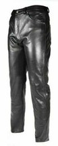 Men&#39;s Black Real Leather Motorcycle Biker Jeans Trouser BLUF Breeches Lederhosen - £89.93 GBP