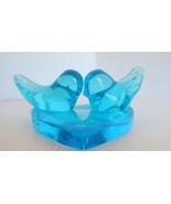 1992 Art Glass Signed Ron Ray Bluebirds of Happiness on Heart Shaped Ped... - $14.99