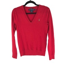 Ralph Lauren Sport Womens Sweater Merino Wool V Neck Red M - $28.90
