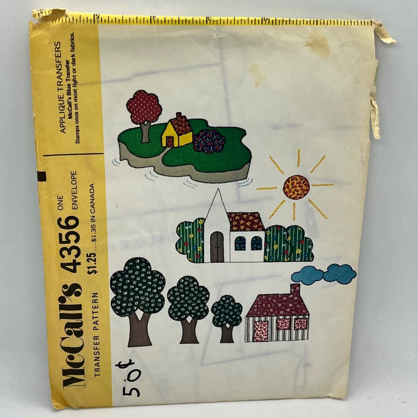 McCall's 4356 Vintage Appliques for Sewing Trees Church - $4.80