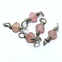 Pink Jade Rondelle Silver Plated Vermeil Beads Briolette Natural Loose Gemstone - £2.49 GBP