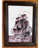 Old Vintage Nautical Art Pottery Tiles Sailing Ship Hand Painted Majolic... - $2,660.34 MXN