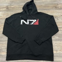 N7 Black Hoodie Men&#39;s 2XL Cotton Blend Pullover Graphic Print On Front - $24.75