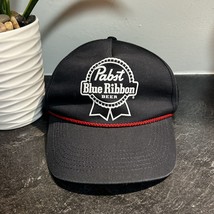 Vintage Outdoor Cap Pabst Blue Ribbon Beer Blue Snapback Red Rope Trim Hat Retro - $12.95