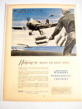 1943 Ad World War II Vickers, Inc Detroit Hydromotive Controls for Combat Planes - £7.07 GBP