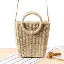 Summer Women&#39;s Handmade Woven Straw Large Capacity   Beach Bag Female Solid Casu - £138.71 GBP