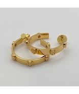 Tory Burch large gold tone hoops with iconic double T logo. - $79.48