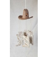 Jackson Hole Wyoming Clay / Stone Effect Cowboy Hat &amp; Boots Wind Chime - $80.93