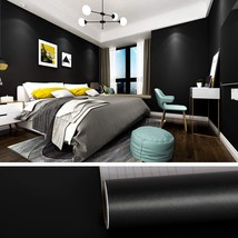 Black Wallpaper For Kitchen, Veelike 15.7&quot;X118&quot; Black Wallpaper Peel And Stick - £28.40 GBP