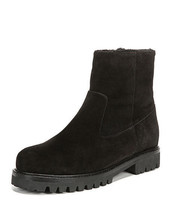 NIB VINCE Frances 35 zip suede &amp; shearling ankle boots lug sole black $425 - £193.84 GBP