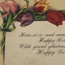Happy Birthday Wishes Greetings Vintage Postcard  Roses  Antique Floral USA - £9.44 GBP