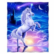 Unicorn Fleece Blanket For Bed, 75&quot; X 90&quot; Queen Size Unicorn Fleece Throw Blanke - £43.95 GBP