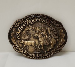 1982 Award Design Medals Miss Rodeo America South Dakota Brass Belt Buckle - £23.20 GBP