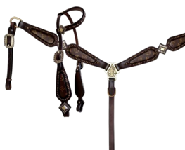 Western Saddle Horse Louis Vuitton Brown Leather Tack Set Bridle + Breast Collar - £150.91 GBP