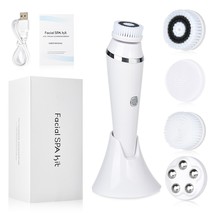 Brush rechargeable electric waterproof spin sonic exfoliating face scrubber brush kit 8 thumb200
