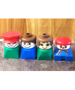 Lot of 4 Vintage &#39;70s Lego Duplo Square Base People Figures Clown Conductor - $13.41 CAD