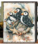 Jody Bergsma Puffins Bird Wood Block Art  Made in USA  Ocean Send the Cl... - $35.59