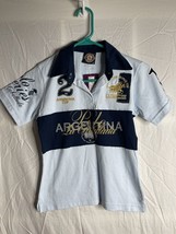La Caballada Polo Shirt Child&#39;s Small 5/6 Blue Argentina Cup 2 Short Sleeve Polo - £10.37 GBP