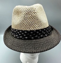 Kenny K Mens L Polyester Fedora Hat With Black &amp; Tan Checkered Band Faux... - $12.82