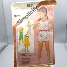 Vintage Sewing PATTERN Simplicity 5951 Girls 1982 Pull On Jumpsuit in Th... - $20.32
