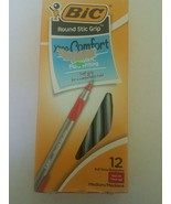 BIC ROUND STIC GRIP XTRA COMFORT BALL POINT PENS 12 PACK - RED  MEDIUM P... - $12.82