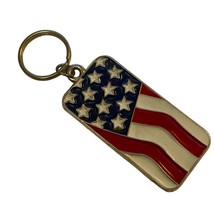 American Flag Charm Keychain Enamel Single Sided Souvenir Collector Novelty - $7.87