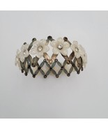 Vintage 1950&#39;s / 60&#39;s Gold Tone White Floral Rhinestone Hair Bun Ponytai... - $546.43 MXN
