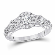 14kt White Gold Round Diamond Halo Bridal Wedding Engagement Ring 1 Ctw - £1,423.34 GBP