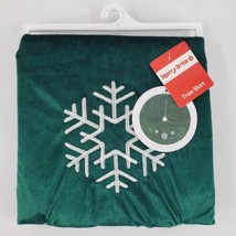Merry Brite Green Snowflake Christmas Tree Skirt 42&quot; Velvet Fabric Embro... - £13.25 GBP