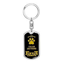 Dog Dad Gift Italian Greyhound Swivel Keychain Stainless Steel or 18k Gold - $25.69