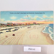 Vintage Daytona Beach Florida Linen Postcard Tracks on the Sand Broadwal... - $282.73 MXN