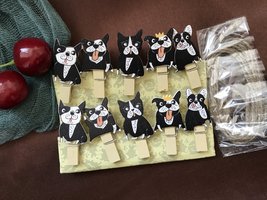 Black Dogs Photo Wood Clips with hemp rope,Pin Clothespin,birthday party favor  - £2.56 GBP+
