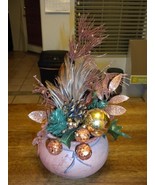 Christmas Floral Arrangement - Copper Tones with Terra Cotta Pot Handcra... - £11.90 GBP