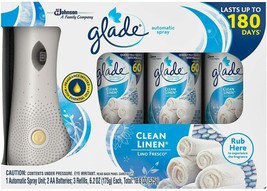 Glade Automatic Spray Air Freshener 1 Holder + 3 Refills, Clean Linen - £19.77 GBP