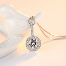 0.85Ct Halo Round Sim Diamonds Flower Drop Pendant Wedding Necklace 14K White GP - £61.96 GBP