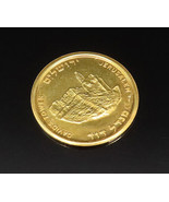 18K GOLD - Vintage Israel Symbols David&#39;s Tower &amp; Jewish Menorah Coin - ... - £297.14 GBP
