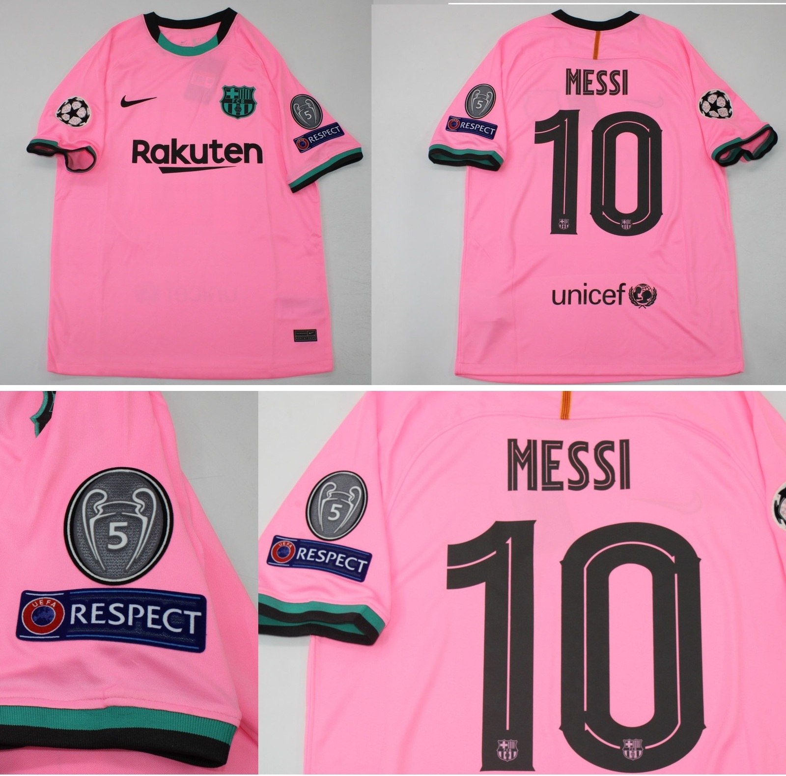 Fc barcelona 2020 2021 jersey shirt messi pink short sleeve playera chamarra UCL