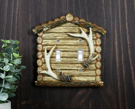 Pack of 2 Rustic Log Cabin Deer Antlers Double Toggle Switch Wall Outlet Plate - £27.30 GBP