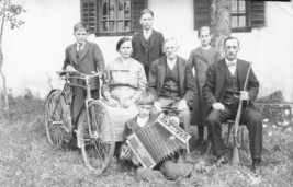 German? FAMILY-BICYCLE-ACCORDIAN-LONG Gun~Real Photo Postcard - £9.55 GBP