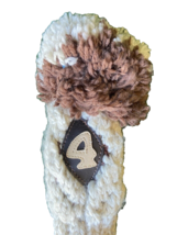 Headcover Vintage Golf 4-Wood Knit Fuzzy Pom-Pom With Embroidered Club N... - £5.06 GBP