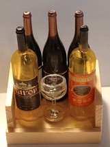 1/12 scale 6 pc Miniature bottles of wine with glass. - $4.50