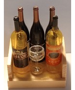 1/12 scale 6 pc Miniature bottles of wine with glass. - $6.12 CAD