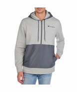 Champion Men&#39;s Fleece Woven-Mix Half Zip Two Tone Hoodie Oxford Gray Hea... - $23.02