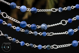 sodalite necklace, long, great for boho layering, handmade in USA, ooak - £31.17 GBP