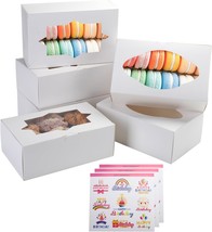 20 Pcs Cookie Boxes 8x5x3 inches White Pastry Boxes with 2 Window Bakery Gift Wr - £24.41 GBP