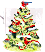 Pier 1 Hand Painted Earthenware Holly Birds Cardinals Christmas Tree Pla... - £18.78 GBP