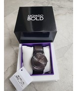 Movado Bold Access Gray Face 3600916 $595 New Swiss Brown Leather Strap - $5,654.41 MXN